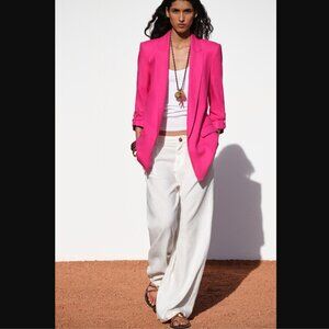 NEW ZARA BLAZER WITH ROLLED-UP SLEEVES Fuchsia 2226/709/630